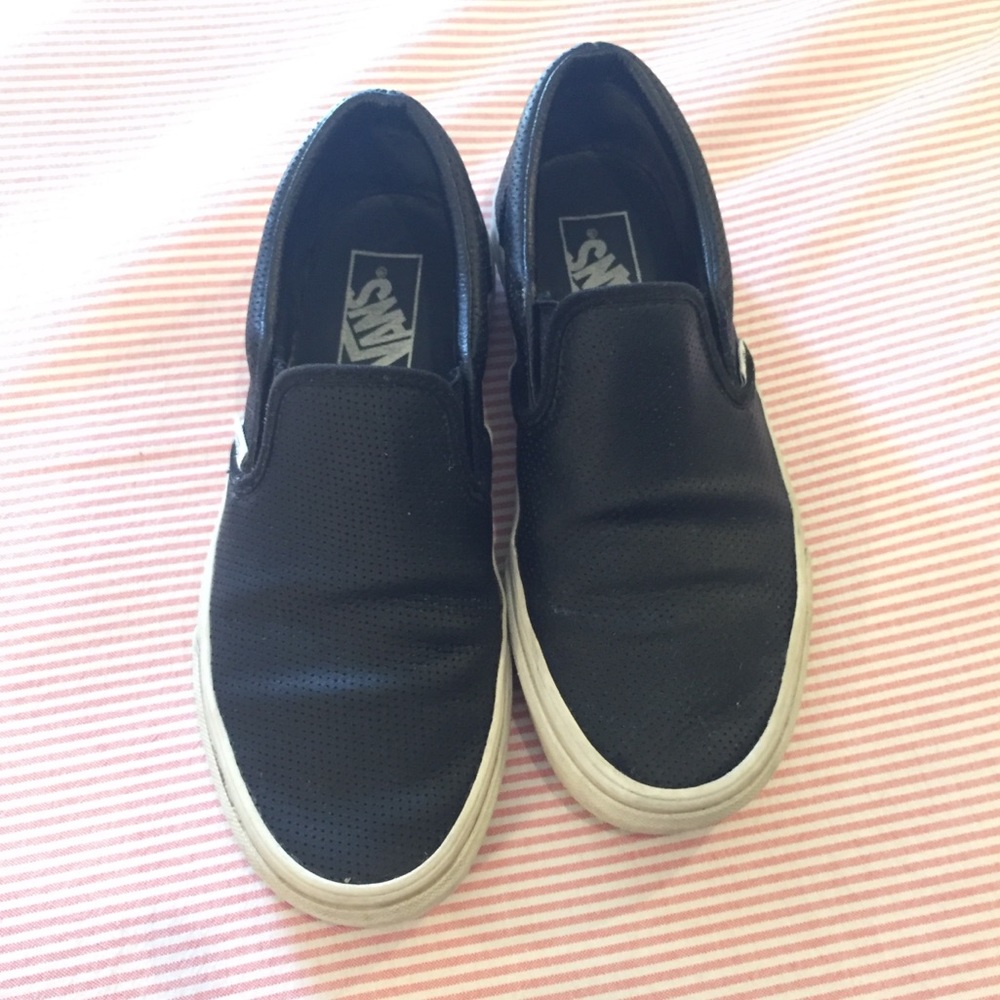 Black vegan leather vans